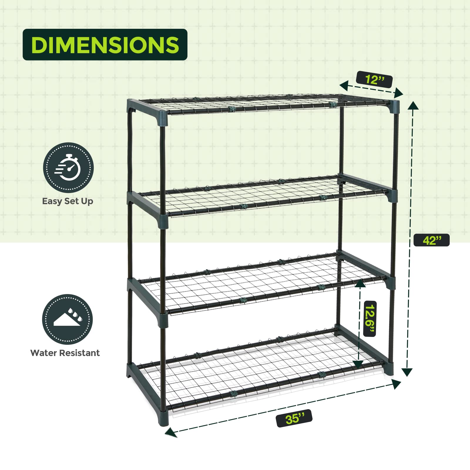 EAGLE PEAK 4-Tier Greenhouse Shelving Unit - 35