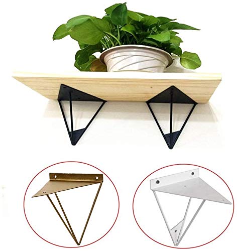 Heavy Duty Rustic Metal Shelf Brackets - 9 Inch (23cm) Wall Mounted Floating Shelf Brackets, Pack of 2 in Gold - Perfect for Kitchen, Bathroom & Living Room Shelving Support