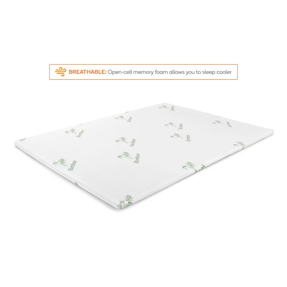 Premium Bamboo Memory Foam Mattress Topper - 3 Inch Cooling Gel Infused for Pressure Relief & Back Pain - Queen Size Bed Topper for Side Sleepers & Hot Sleepers - Perfect for Guest Beds, Dorms & Home Use