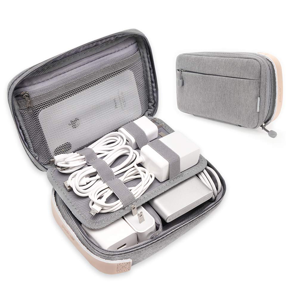 Electronic Organizer Bag - Travel Cable Organizer for Chargers, Phones, USB Cords & SD Cards - Compact Cord Storage Case (Gray) - Perfect for Travel, Office & Home Organization