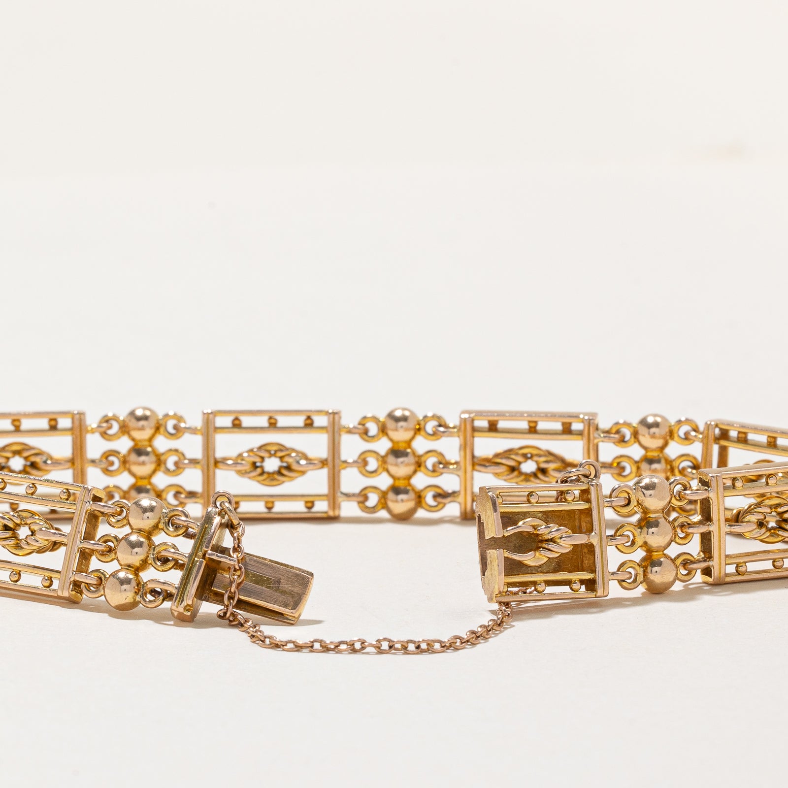 15K Yellow Gold Ornate Chain Bracelet for Women | 10.10mm Wide | 7 Inches | Elegant Jewelry Gift for Birthday, Anniversary & Special Occasions