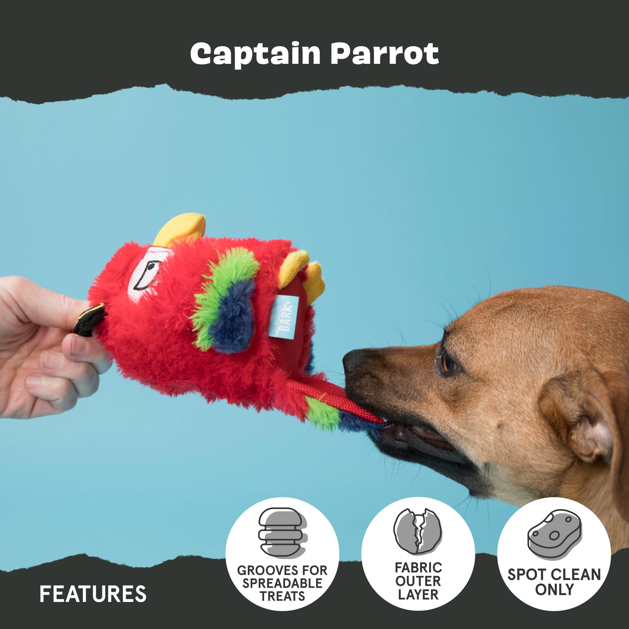Barkbox Super Chewer Tough Dog Chew Toys for Aggressive Chewers - Durable Plush 2-in-1 Parrot Design (Large Size) - Perfect for Strong Chewing Dogs, Playtime & Training