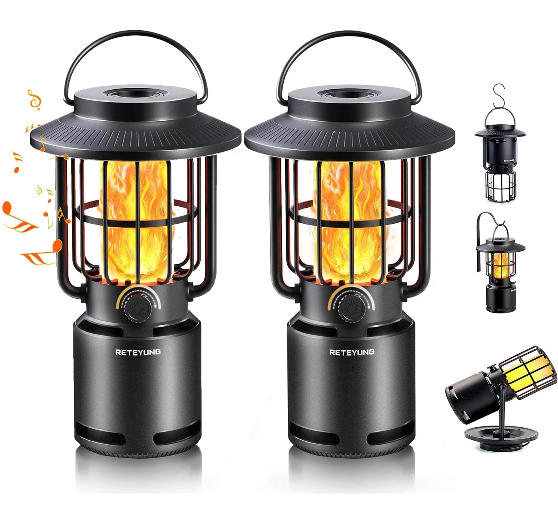 Outdoor Bluetooth Speaker with LED Flame Light - Wireless Portable Speaker for Men & Women, IP65 Waterproof, Wall Mountable - Perfect for Patio, Yard, Camping, Parties & Father's Day Gifts
