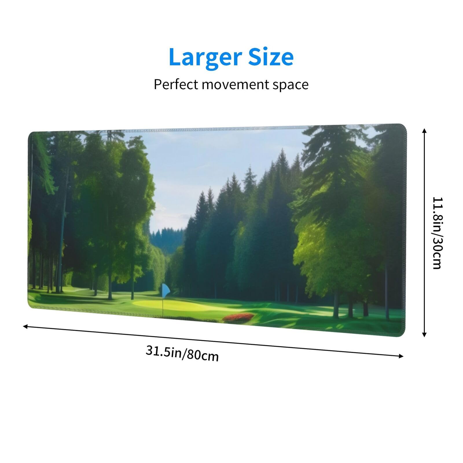Premium Golf Course Lawn Print Mouse Pad - 11.8x31.5 Inches - Strong Adhesion, Durable & Non-Slip Surface - Ideal for Office Work, Gaming & Home Computer Use