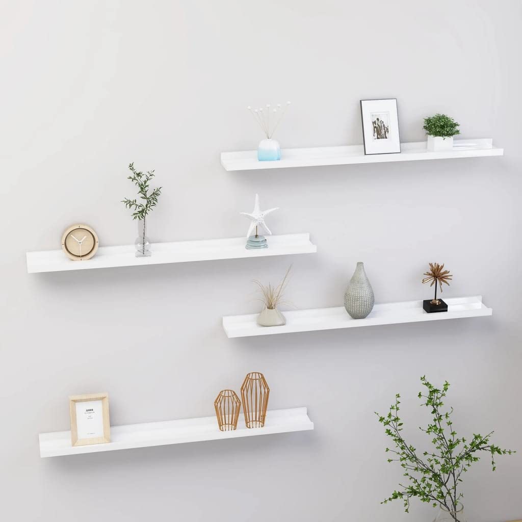 4-Pack High Gloss White Floating Wall Shelves - 31.5