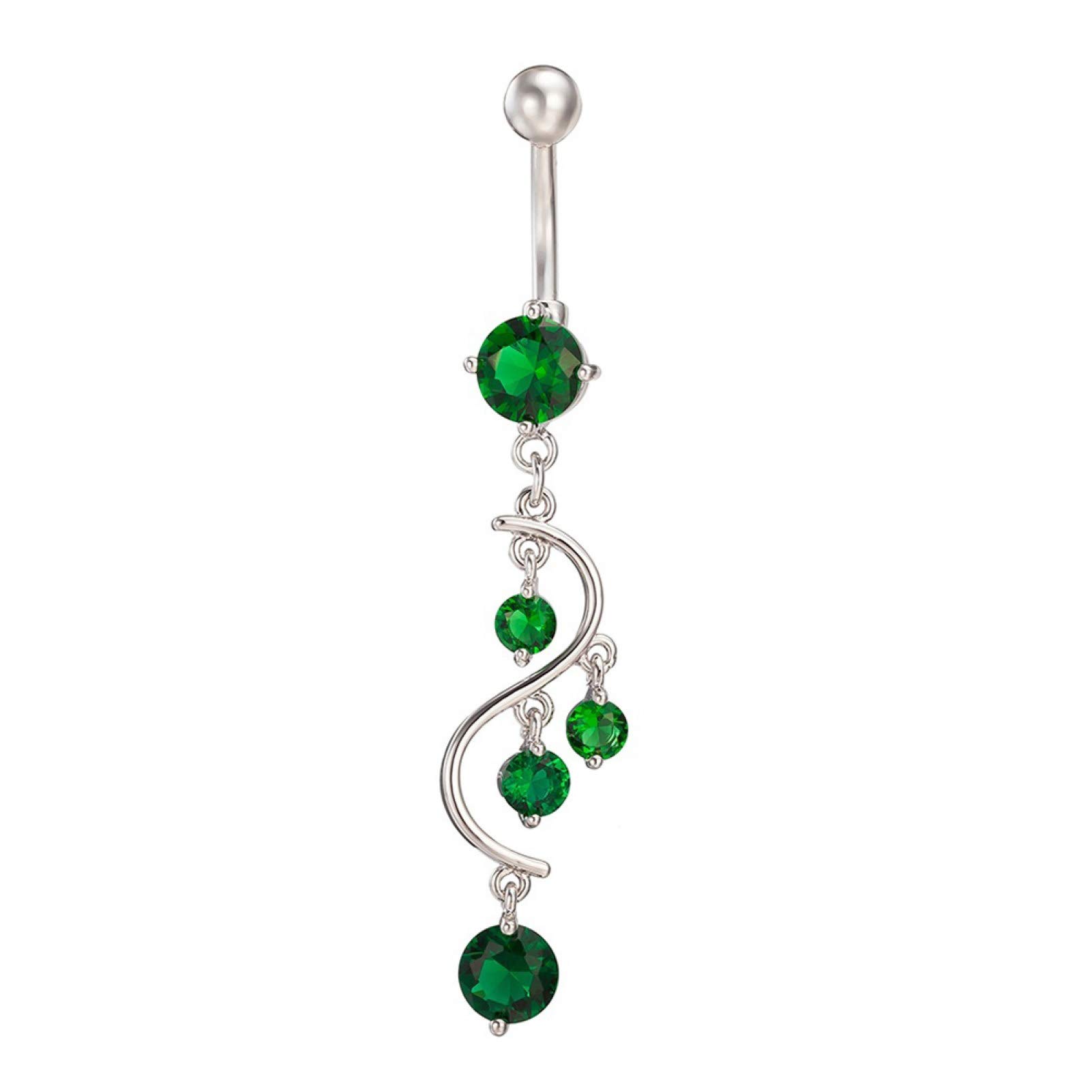 Fashionable Cubic Zirconia Belly Button Ring - Dangle Navel Barbell Piercing Jewelry for Women & Men - Perfect for Valentine's Day Gifts, Bikini Season & Body Jewelry Lovers - Shiny & Sexy Belly Piercing Accessory for Parties, Beach & Everyday Wear