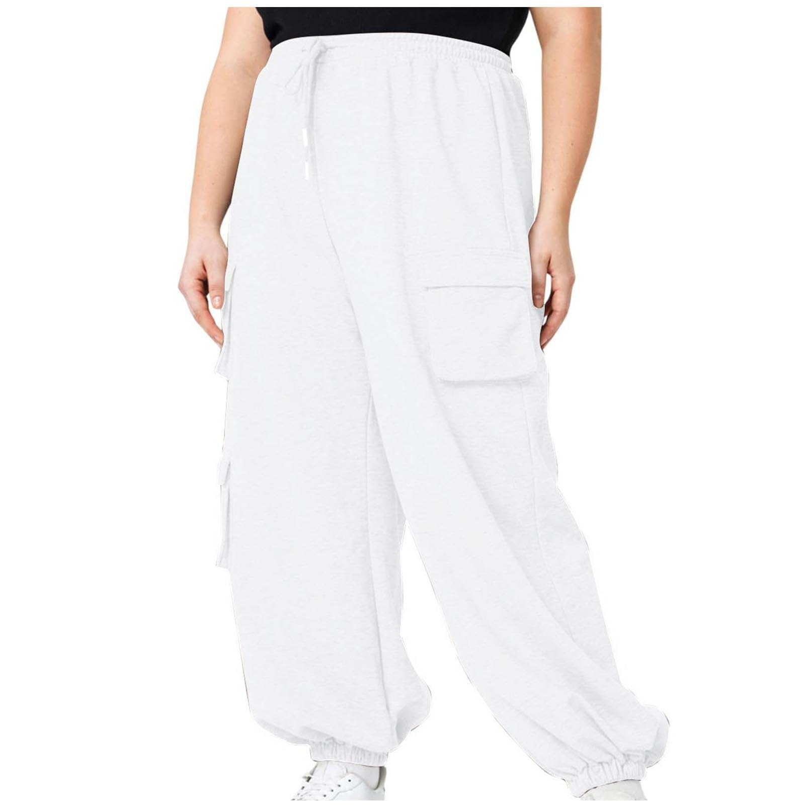 Women's High Waisted Cargo Joggers - Baggy Sweatpants with Pockets, Cinch Bottom for Casual & Athletic Wear | Lounge, Workout, Running, Travel Pants