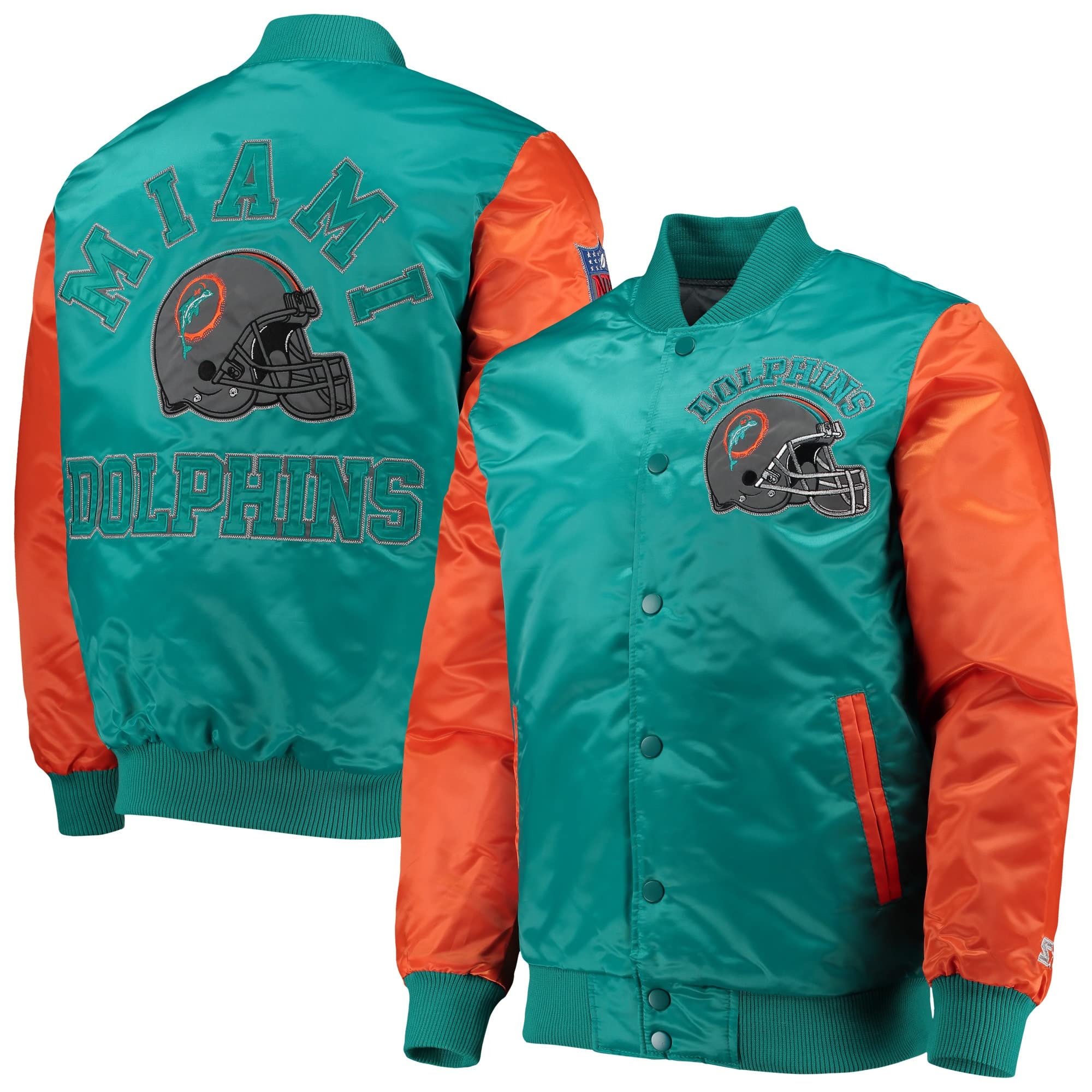 Vintage Men's NFL & College Satin Varsity Jacket - Full Snap Locker Room Style for Game Day & Casual Wear