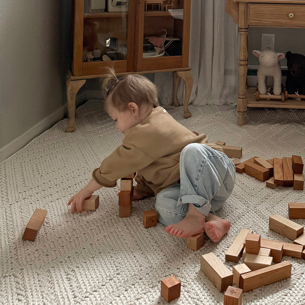 50-Piece Wooden Building Blocks Set - Natural Wood Kids Educational Toys for Toddlers & Preschoolers - Perfect for Creative Play, Learning & STEM Activities at Home or School