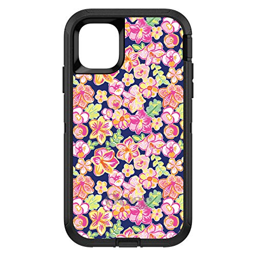 Preppy Pattern - Pink Green Navy Flowers Floral On Black Case