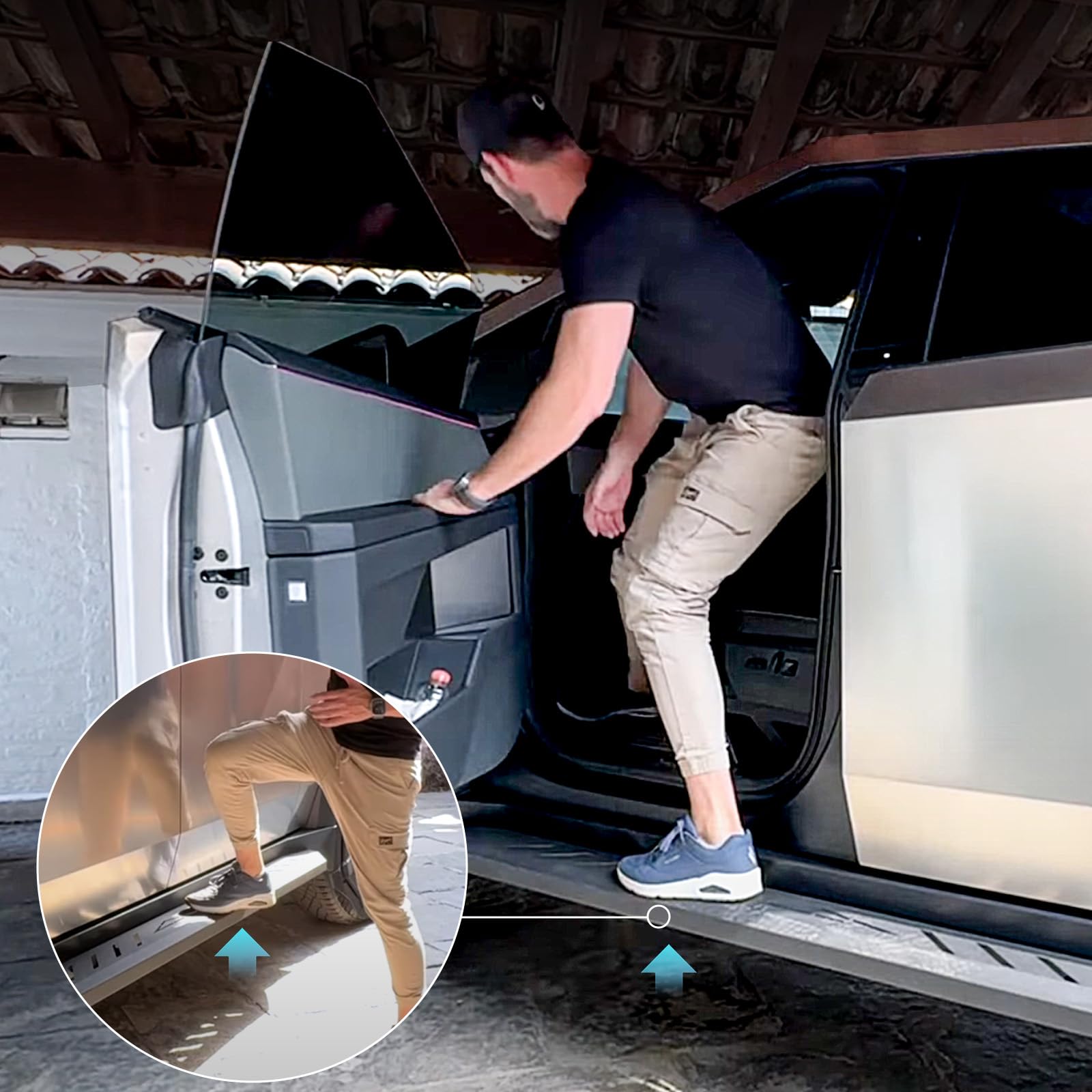 Premium Running Boards & Side Steps for Tesla Cybertruck - 2PC Heavy Duty Nerf Bars with Exterior Brackets | Off-Road Protection & Stylish Accessories for Adventure & Daily Driving