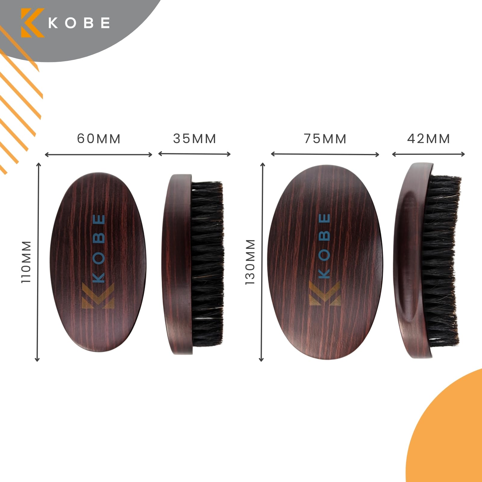 Kobe Professional Military Hair & Beard Brush Grooming Kit for Men - 2-Piece Wooden Boar Bristle Set - 100% Natural Bristles for Healthy Hair & Beard Care - Perfect for Daily Grooming, Travel & Military Use