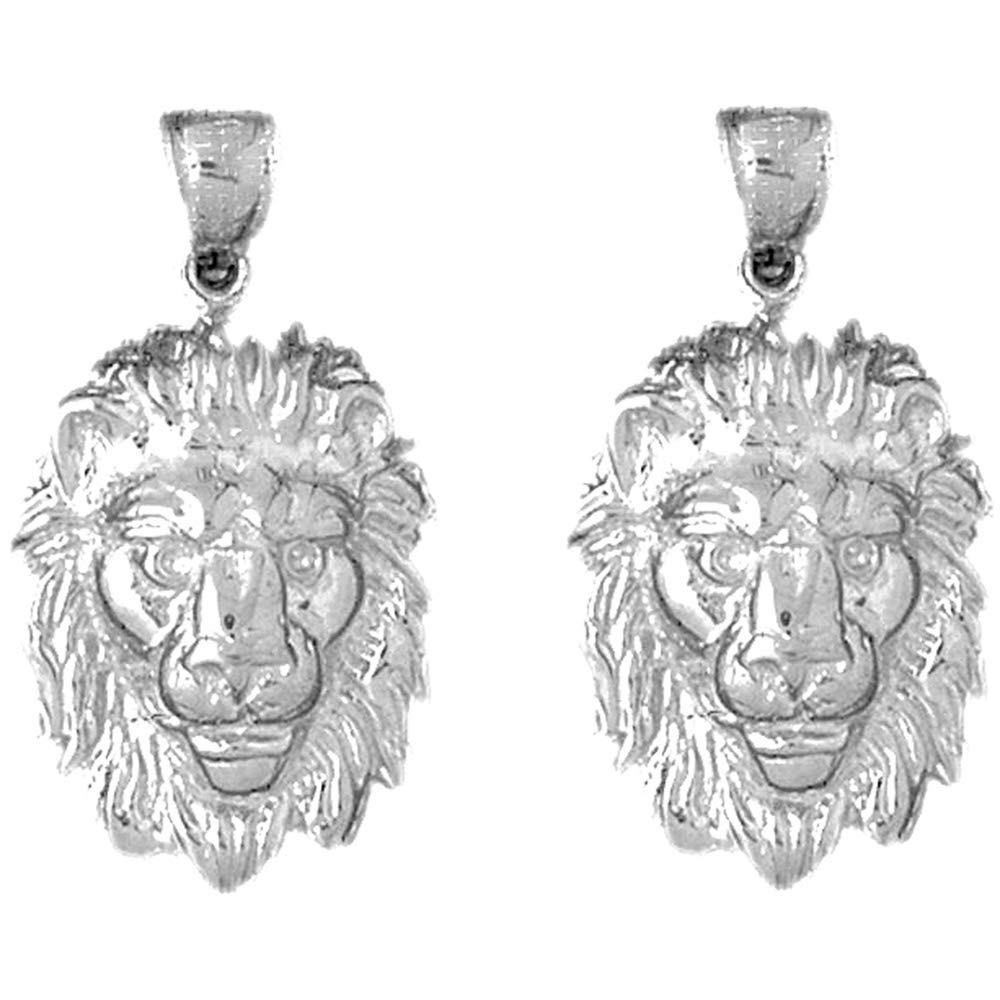 14K White Gold Lion Head Lever Back Earrings for Women | Handmade in USA | Elegant Jewelry Gift for Birthday, Anniversary & Special Occasions