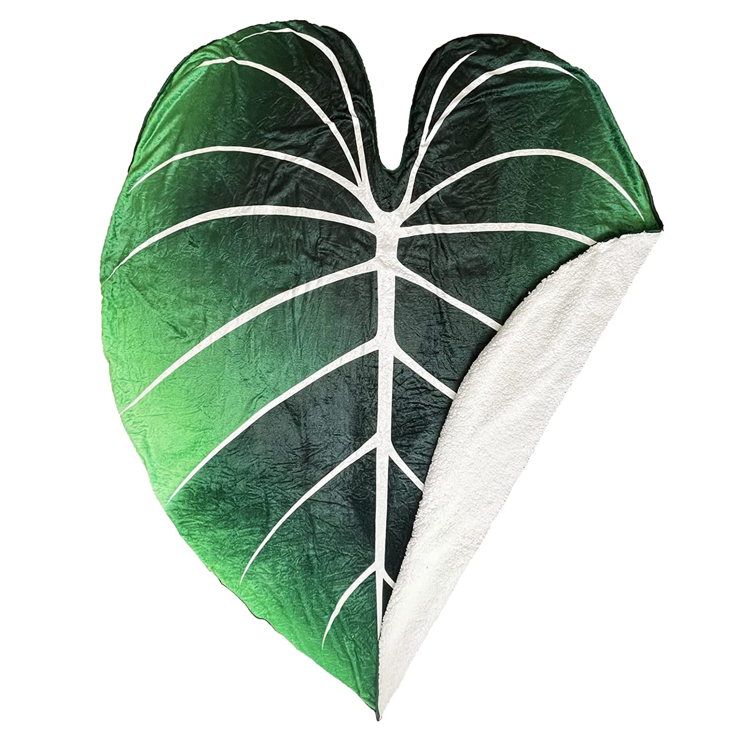 Giant Leaf Shaped Blanket - Philodendron Gloriosum Design Soft Warm Throw for Couch, Sofa & Bed | Large Modern Home Decor for Plant Lovers | Perfect for Living Room, Nursery or Outdoor Picnics