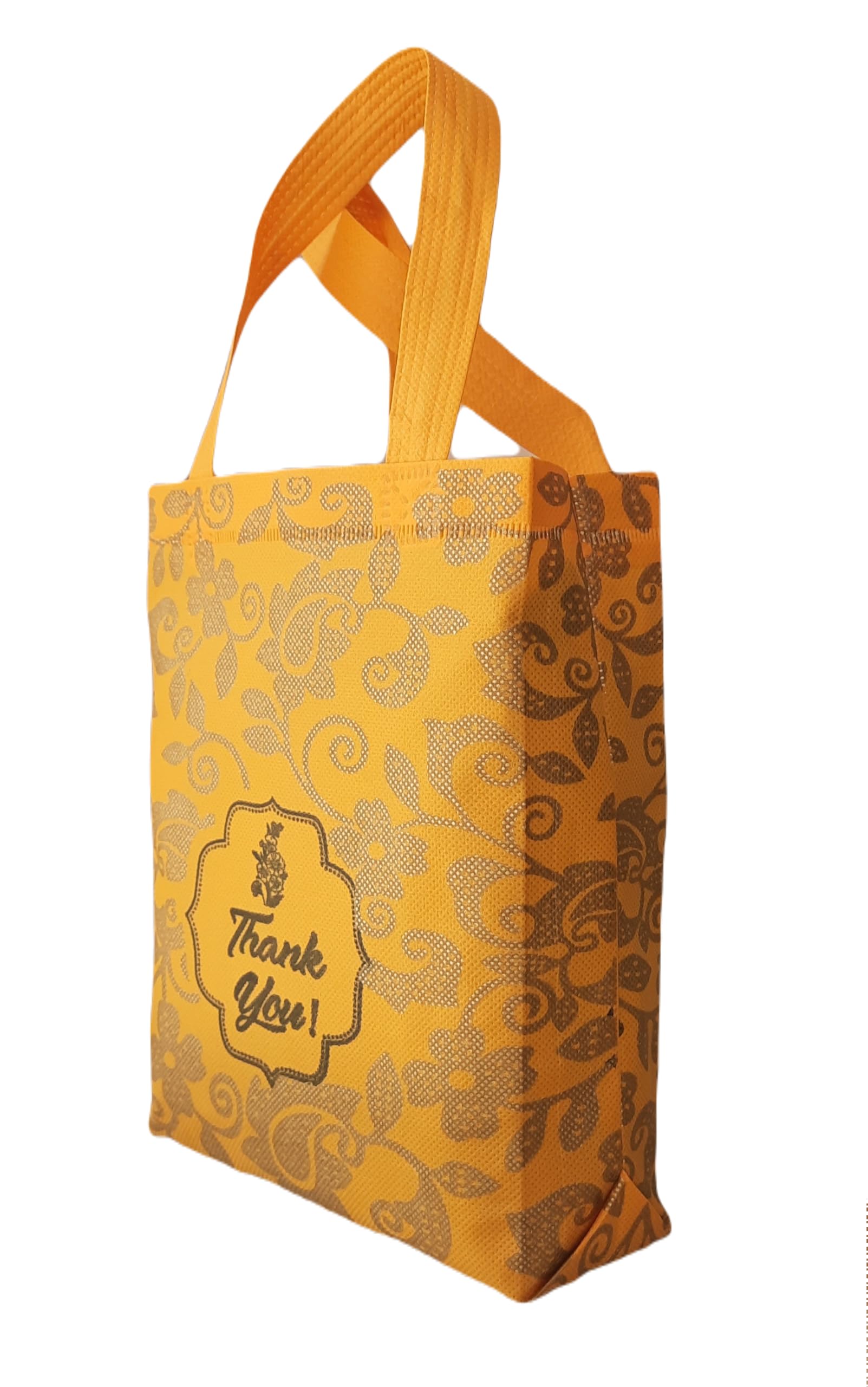 20 Pack Golden Yellow Small Thank You Gift Bags 8x10x3 Inch - Perfect for Wedding Favors, Birthday Party Return Gifts & Thamboolam Bags - Elegant & Practical for Any Celebration