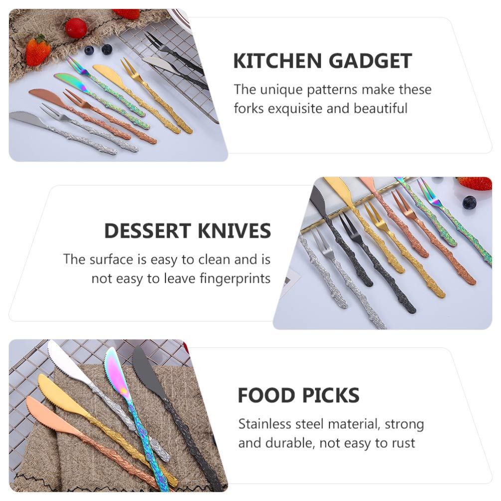 Hemoton 6-Piece Stainless Steel Dessert Forks Set - Small Appetizer Forks, Cocktail Forks, Fruit Forks for Cake, Cheese, Tapas, Mooncake - Perfect for Parties, Weddings, Picnics & Fine Dining