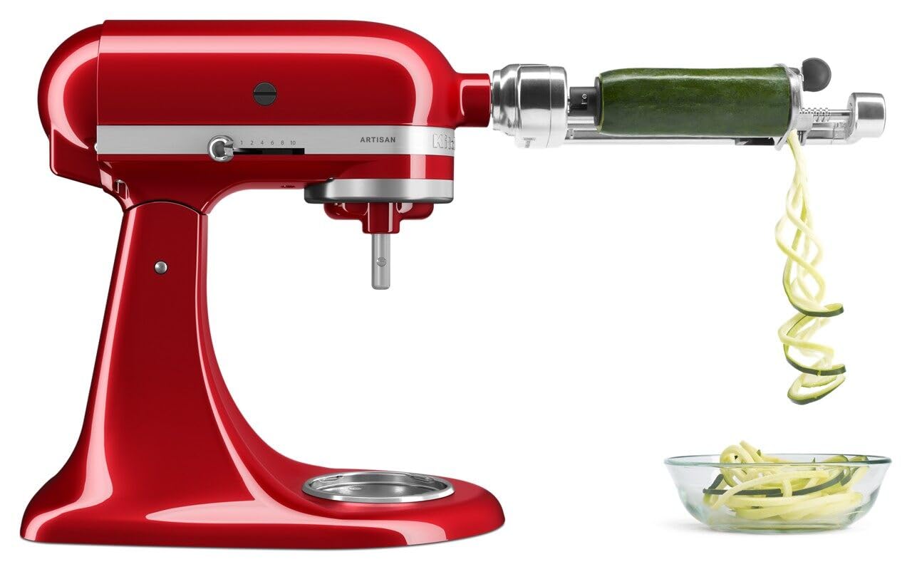 KitchenAid Stand Mixer Spiralizer Attachment for Fruits & Vegetables - Polished Aluminum - Perfect for Healthy Noodles, Zucchini Spirals & Creative Meal Prep