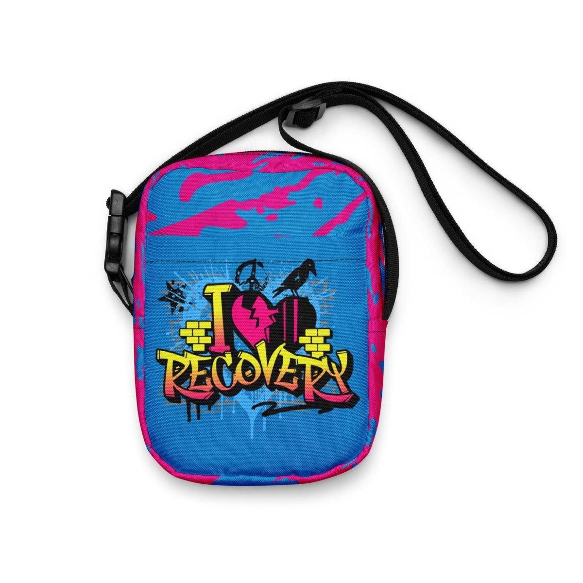 I Heart Recovery Graffiti Crossbody Bag - Stylish Unisex Shoulder Bag for Everyday Use, Perfect for Work, Travel & Casual Outings