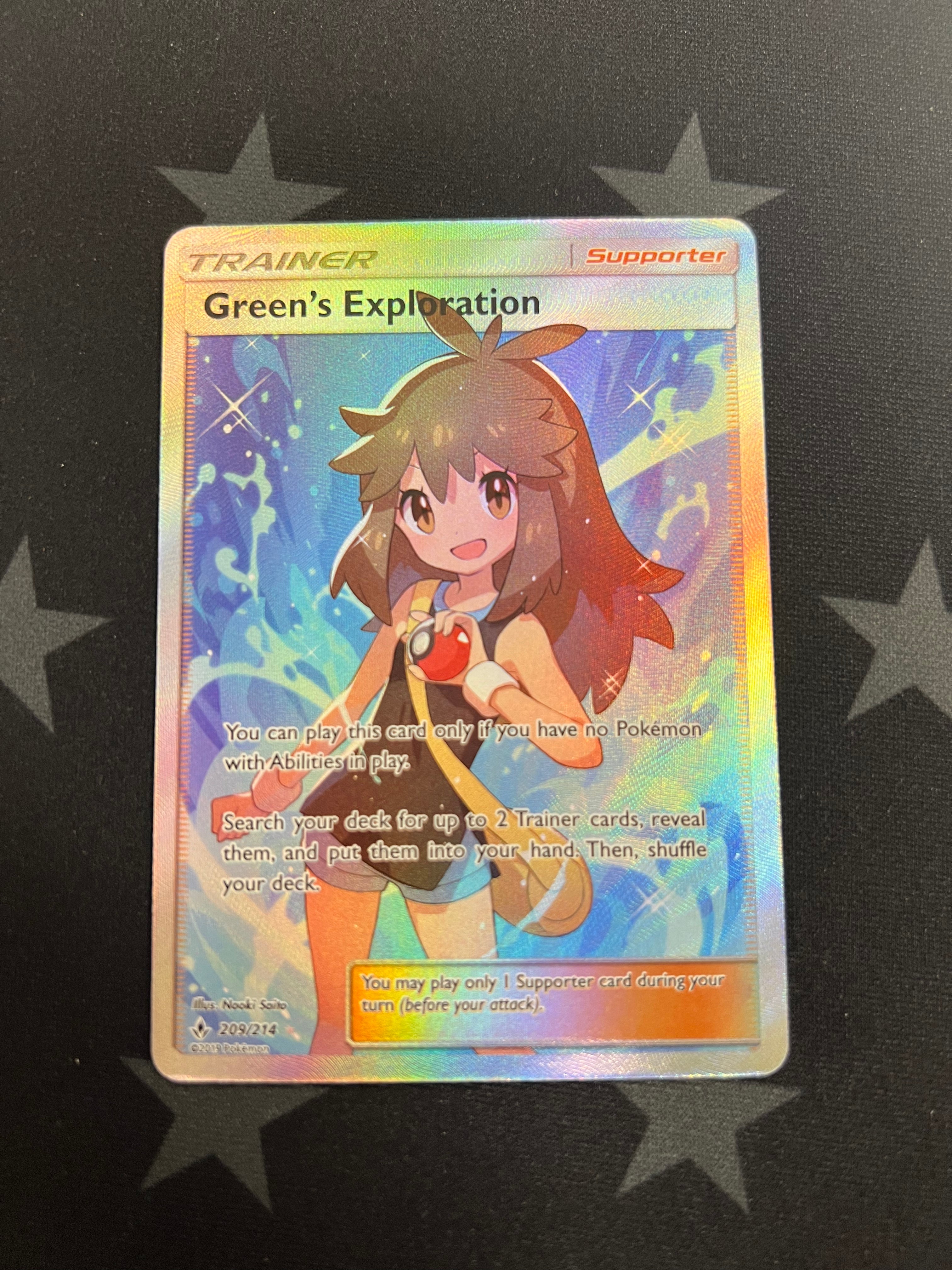 2019 Pokemon Green’s Exploration 209/214 Sun & Moon: Unbroken Bonds Full Art Card - Rare Collectible for Trading Card Game Players & Fans