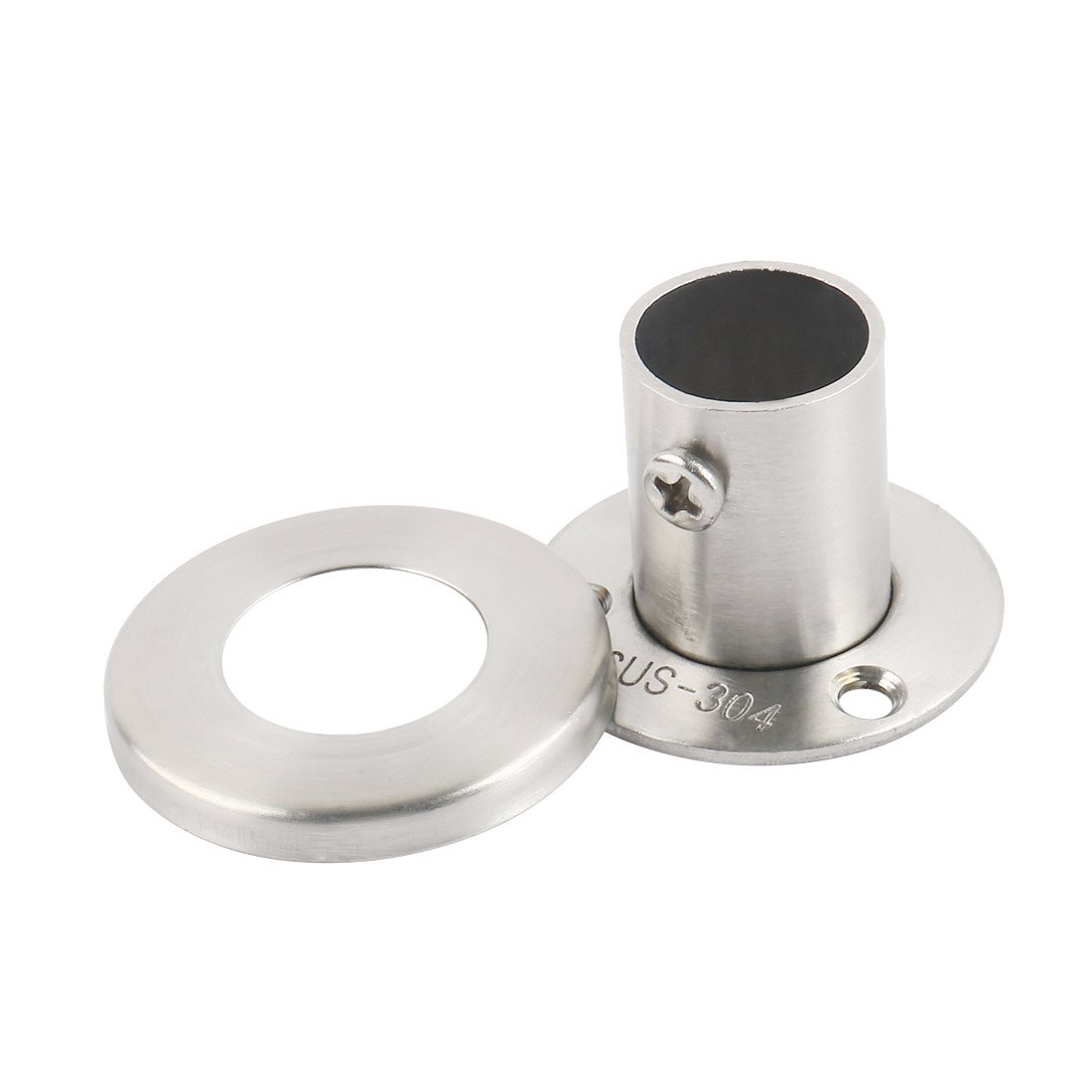 uxcell 304 Stainless Steel Closet Rod Bracket Flange Lever Supports Holder Hangers - 1.3 Inch Diameter (2 Pack) - Heavy Duty Closet Organization for Wardrobes, Garment Racks & Storage Systems