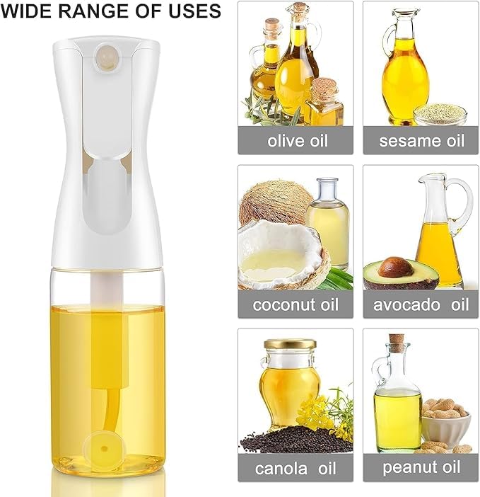 Premium 210ml Glass Olive Oil Spray Bottle for Cooking - Samista Oil Mister for Air Fryer, Baking & Salad Making - Reusable Kitchen Gadget for Healthy Canola & Olive Oil Dispensing - Perfect for Meal Prep & Low-Fat Cooking