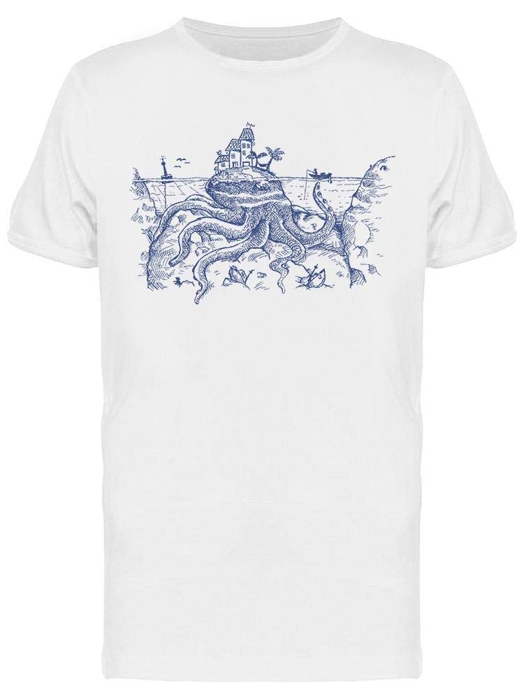Smartprints Giant Octopus Fake Island Graphic T-Shirt for Men - Casual Wear, Street Style & Unique Gifts