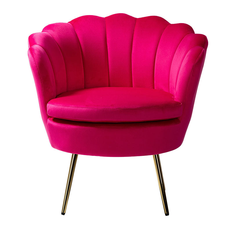 Evelia Velvet Scalloped Barrel Chair - Luxurious Velvet Accent Chair with Curved Back for Living Room, Bedroom & Office - Perfect for Reading Nook, Lounge Area or Home Decor