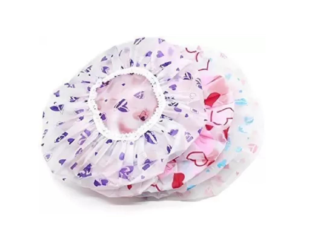 ATABZ 5-Pack Waterproof Shower Caps for Women & Men - Reusable Bath Hair Protector for Swimming, Spa, and Travel