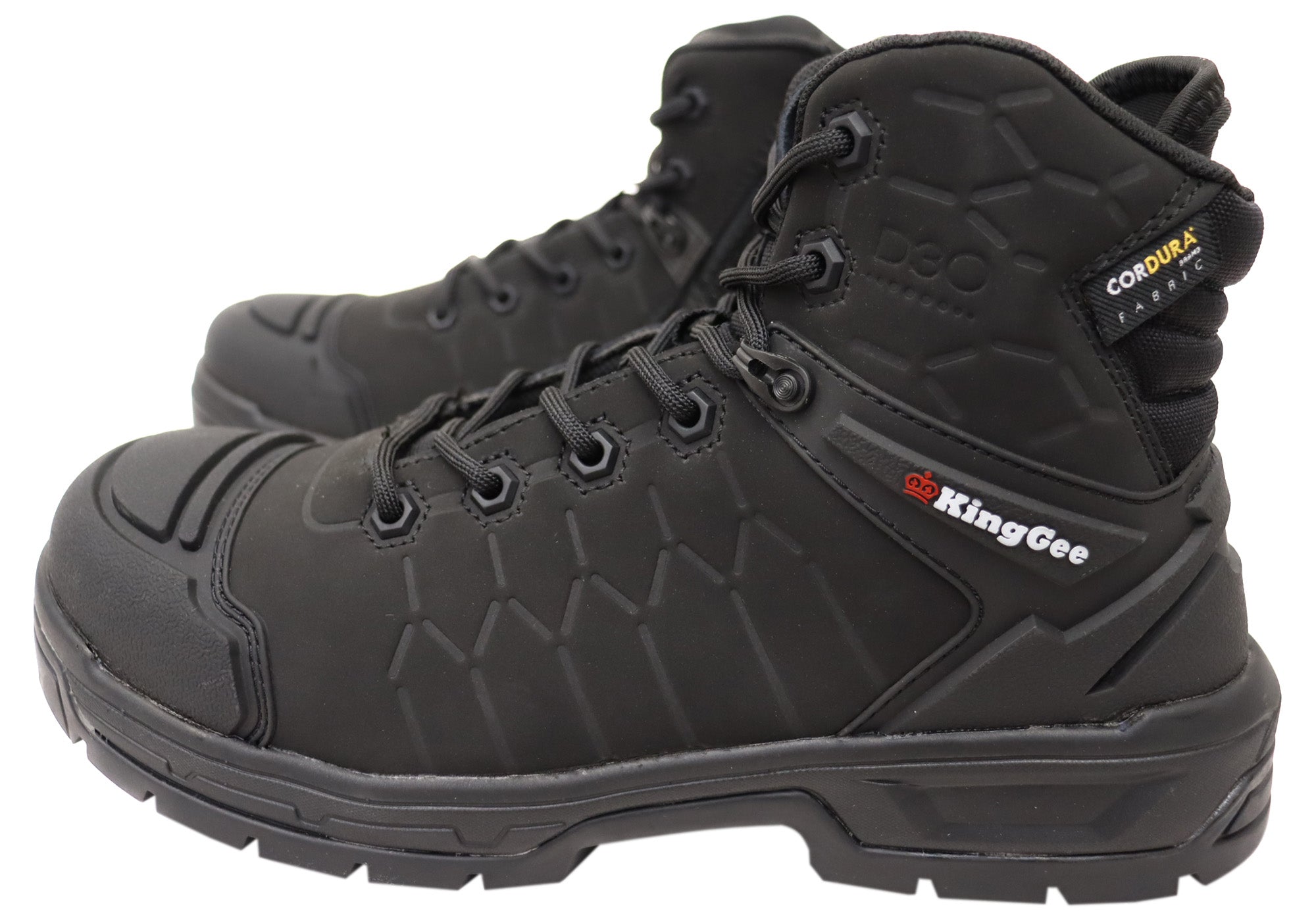 KingGee Men's Quantum Hybrid Zip Lace Composite Toe Work Boots - Black Safety Shoes for Construction, Warehouse & Outdoor Work