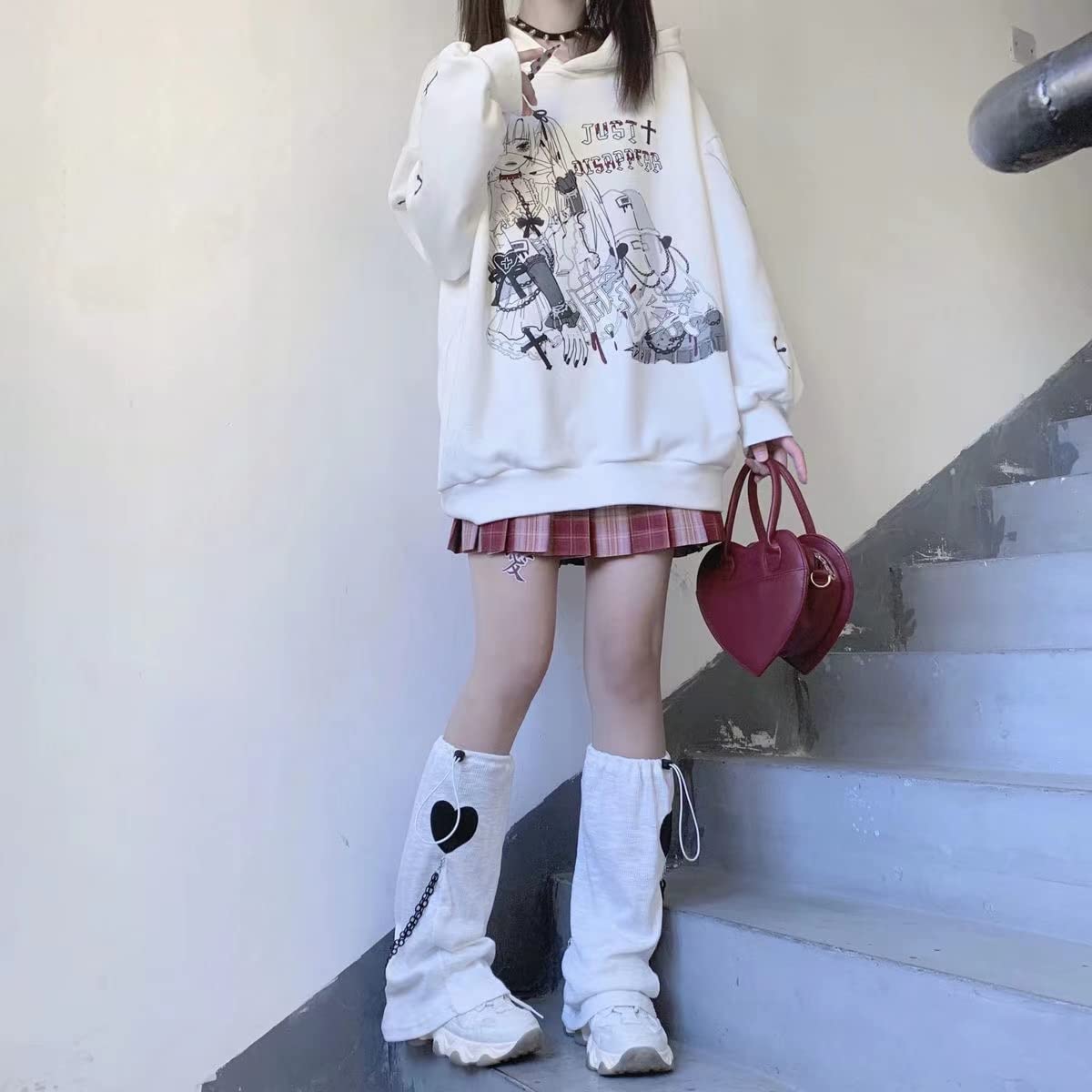 YUESUO Japanese Harajuku Kawaii Anime Girl Hoodie - Cute Oversized Sweatshirt for Teens | Emo Gothic Pullover | Perfect for Cosplay, School Fashion & Streetwear