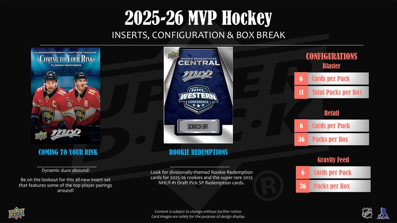 2025-26 Upper Deck MVP Hockey Blaster Box - 24 Packs with Exclusive Rookie Cards & Inserts | Pre-Order Now for NHL Collectors & Fantasy Hockey Fans | Perfect for Trading, Gifting & Display