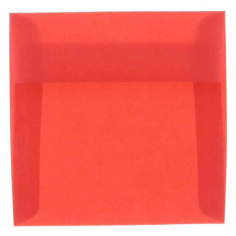 JAM PAPER 6x6 Inch Square Translucent Vellum Envelopes for Invitations, Cards & Letters - Primary Red - Bulk Pack of 250 - Perfect for Weddings, Parties & Business Correspondence