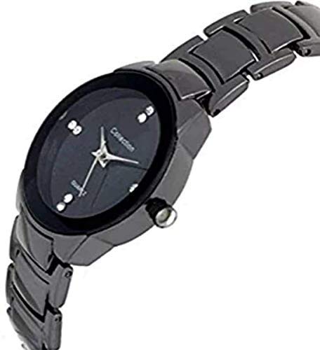 SELLORIA Women's Stainless Steel Analog Watch - Full Black Dial, Water Resistant, Fashion Wristwatch for Girls & Women (Iisk Black) | Perfect for Casual Wear, Office, and Special Occasions