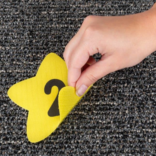 Really Good Stuff Carpet Mark-Its Move and Groove! Numbers 1-25 Task Cards Kit - 26 Carpet Spots & 20 Activity Cards for Classroom Math Games and Movement Learning