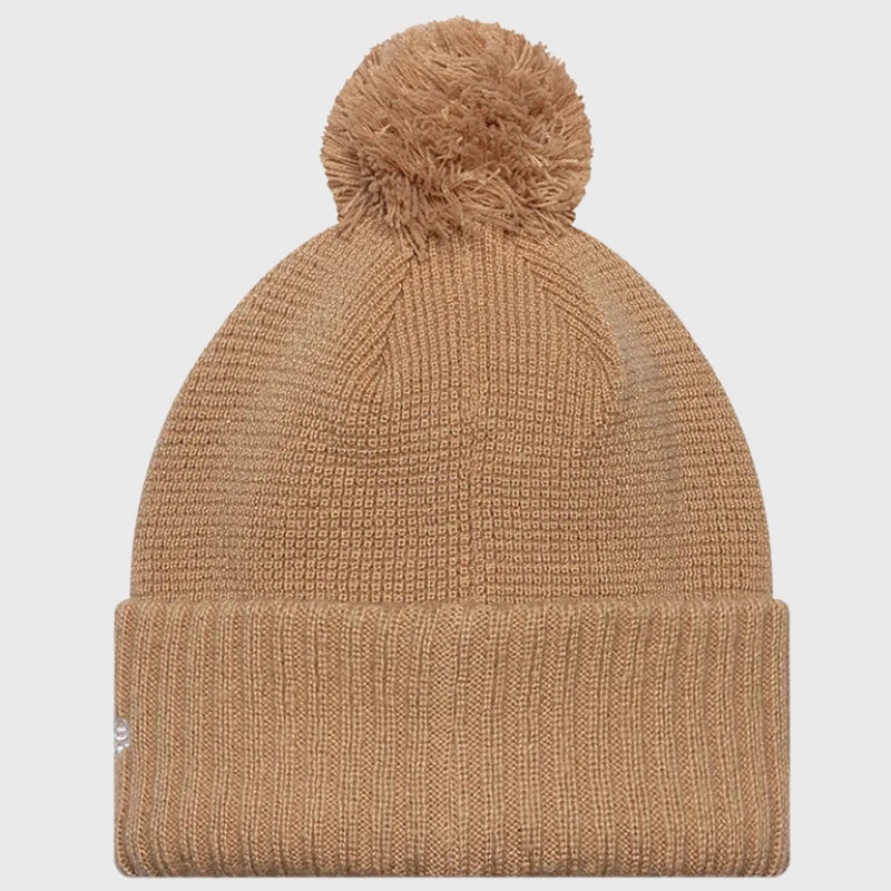 New Era England Rugby Women's Mohair Beige Cuff Knit Beanie Hat - Warm Winter Beanie for Women, Soft Mohair Blend, Stylish Rugby Fan Accessory - Perfect for Cold Weather, Outdoor Sports & Match Days