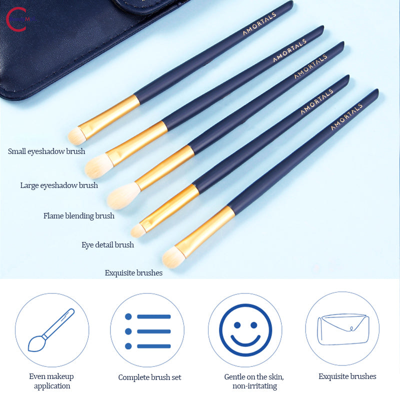 AMORTALS Stardust Eye Makeup Brush Set - 5 Piece Professional Cosmetic Brushes for Eyeshadow, Blending & Contouring | Perfect for Daily Makeup & Professional Makeup Artists