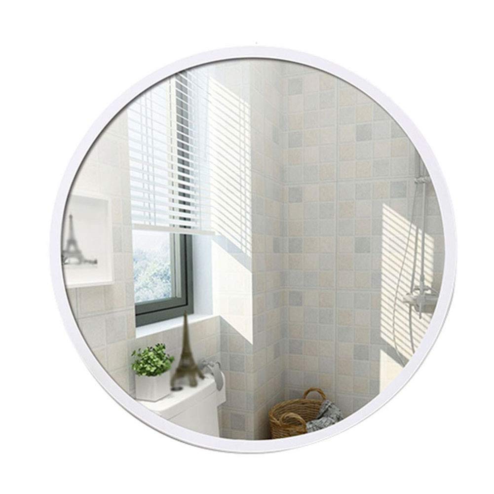 24-Inch Round Bathroom Mirror with Solid Wood Frame - Wall Mounted Vanity Mirror for Makeup, Shaving & Home Decor