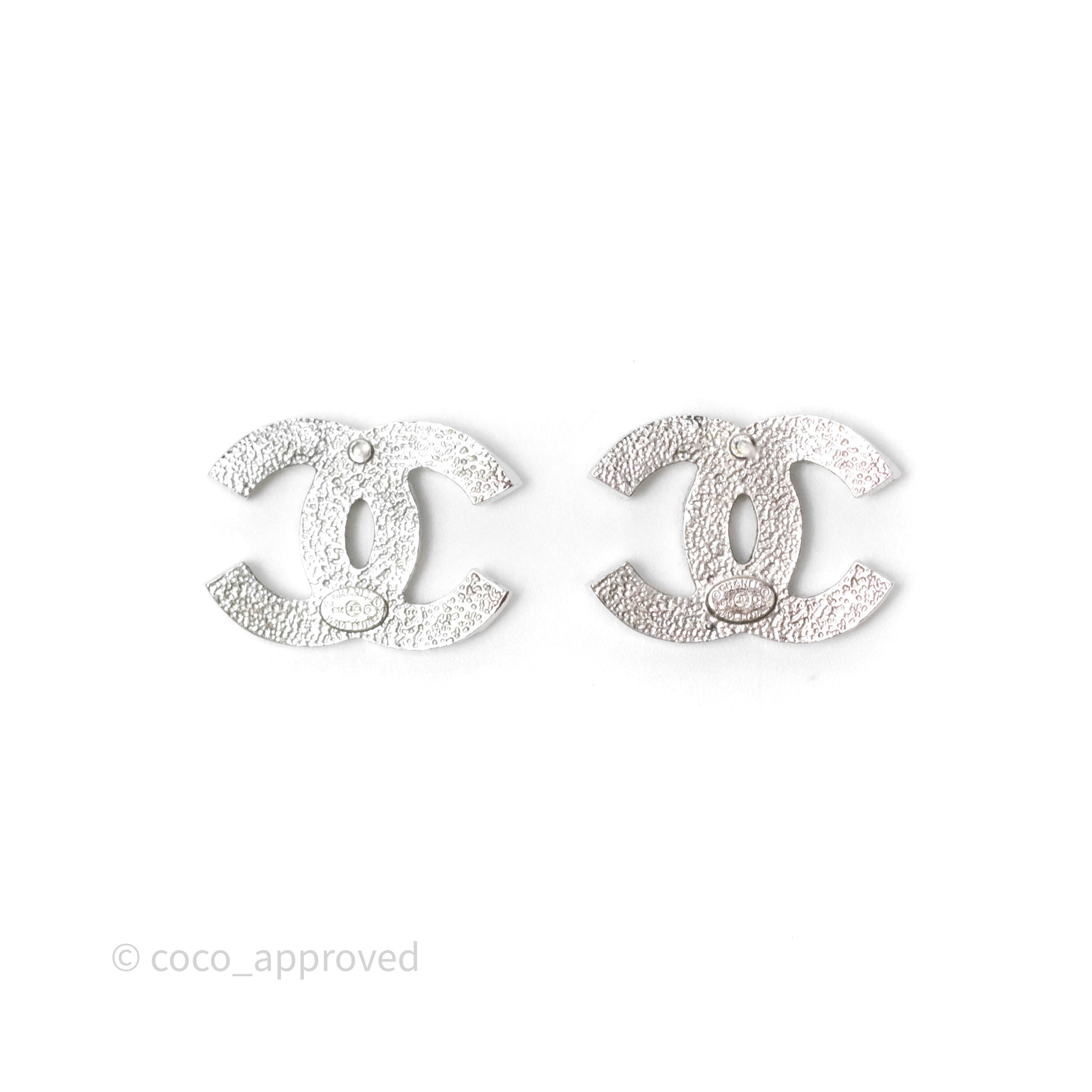 Chanel CC Crystal Stud Earrings in Silver Tone - 14C - Elegant Jewelry for Parties, Weddings & Special Occasions