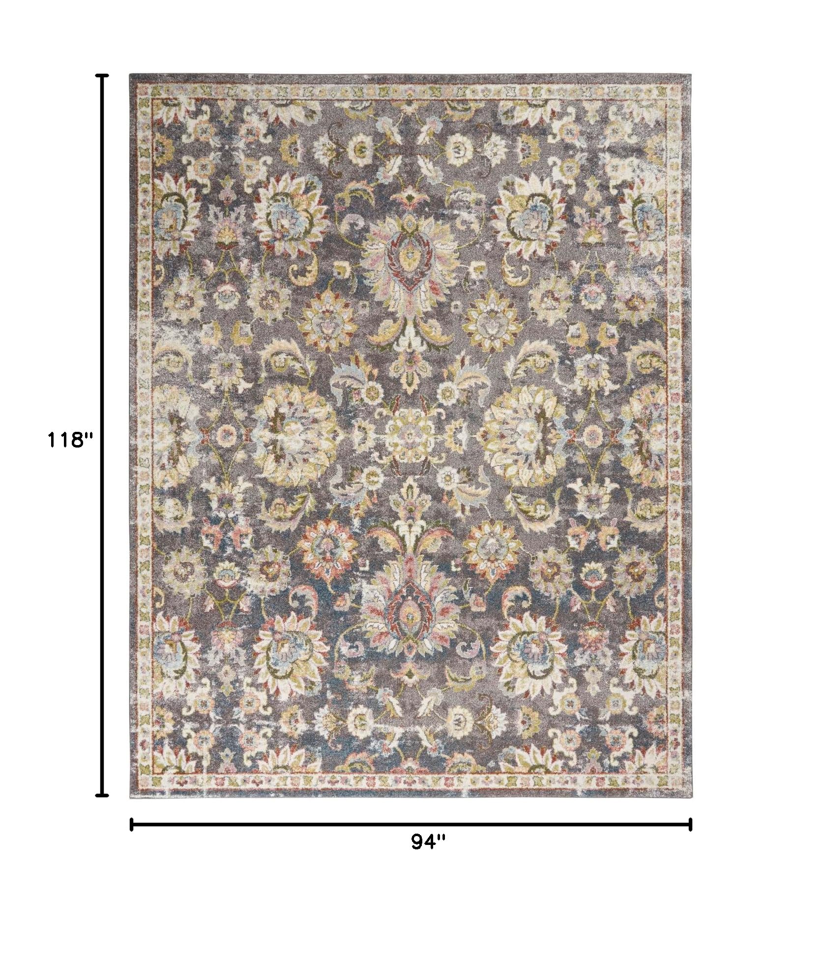 Nourison Juniper Floral Charcoal Multi 7'10