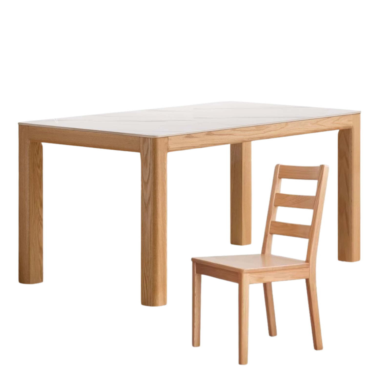 Solid Oak Wood Dining Table - Simple Modern Design for Kitchen, Dining Room & Small Spaces