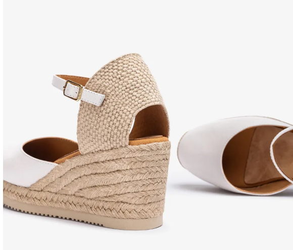 UNISA Women's White Leather Espadrille Flats - Caceres Comfortable Summer Slip-On Shoes for Beach, Vacation & Casual Wear
