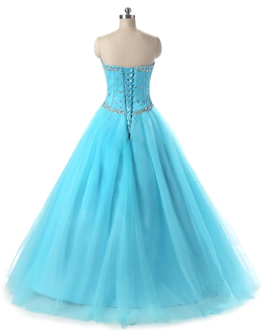 Elegant Silver Beaded Ball Gown for Women - Crystal Sequins Quinceañera & Prom Long Dress - Perfect for Sweet 16, Formal Parties & Special Occasions