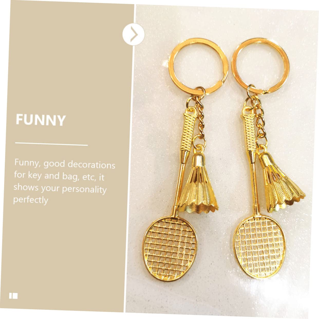 NAMOARLY 30 Pcs Badminton Keychain Set - Golden Zinc Alloy Sports Keychains for Badminton Lovers - Perfect Gift for Players, Coaches & Fans - Great for Car Keys, Gym Bags & Sports Equipment