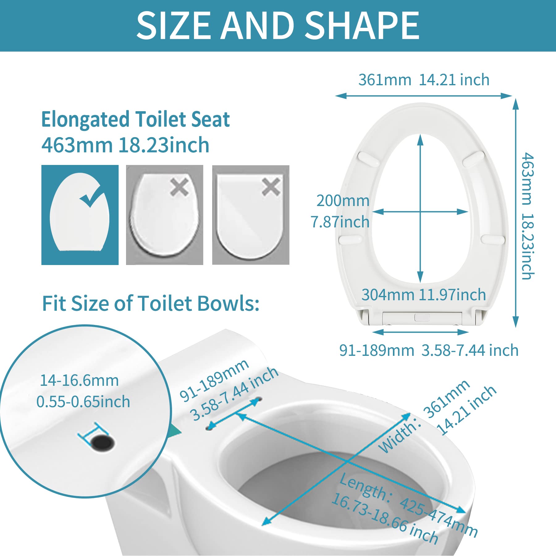 AOLALA Elongated Soft Close Toilet Seat - White Plastic Easy Clean Bathroom Toilet Seat with Quick Release, Quiet Slow Closing Lid - Perfect for Modern Homes, Apartments & Guest Bathrooms