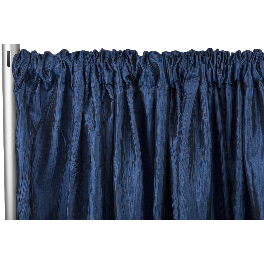 10ft x 54in Navy Blue Accordion Crinkle Taffeta Drape Backdrop Panel - Perfect for Weddings, Photo Booths, Stage Decor & Events