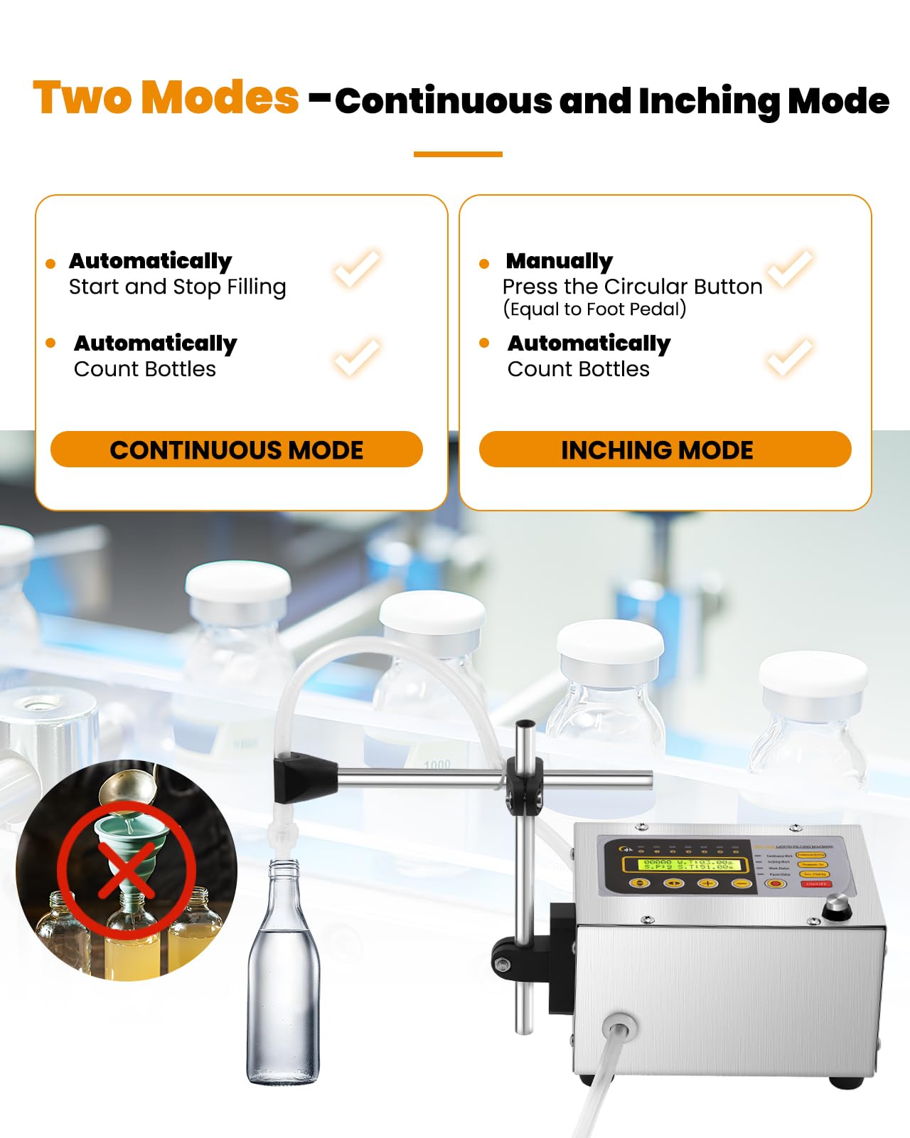 GFK-160A Digital Liquid Filling Machine for 2-118 Oz Bottles - Anti-Drip Nozzle & Diaphragm Pump - Perfect for Cosmetics, Wine, Makeup Remover - Ideal for Small Business & Home DIY Production