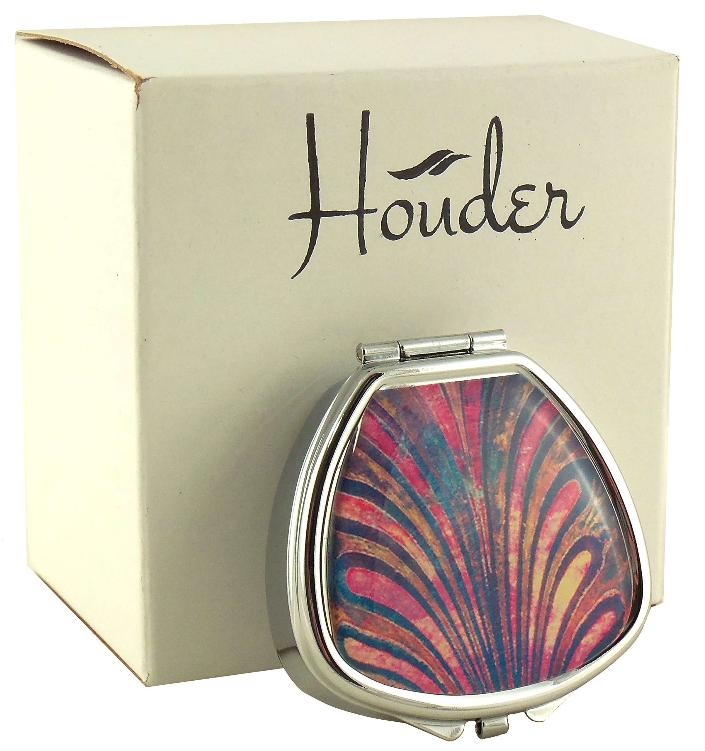 Houder Designer Pill Organizer - Stylish Decorative Pill Case with Gift Box - Compact Travel Pill Holder for Daily Medication (Shell Pattern) - Perfect for Home, Office & Travel Use