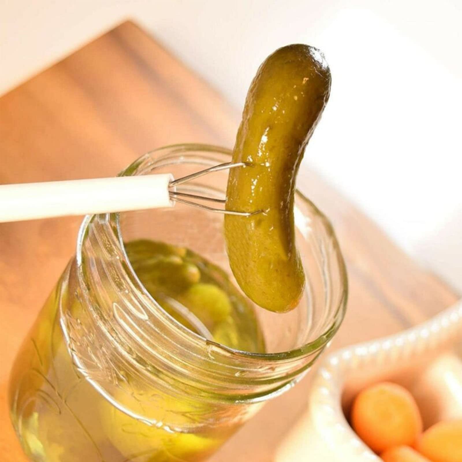 Stainless Steel Pickle Pincher - Flexible Kitchen Grabber Tool for Pickles, Olives & Small Foods - Perfect for Canning, Cooking & Serving (Gift Idea)