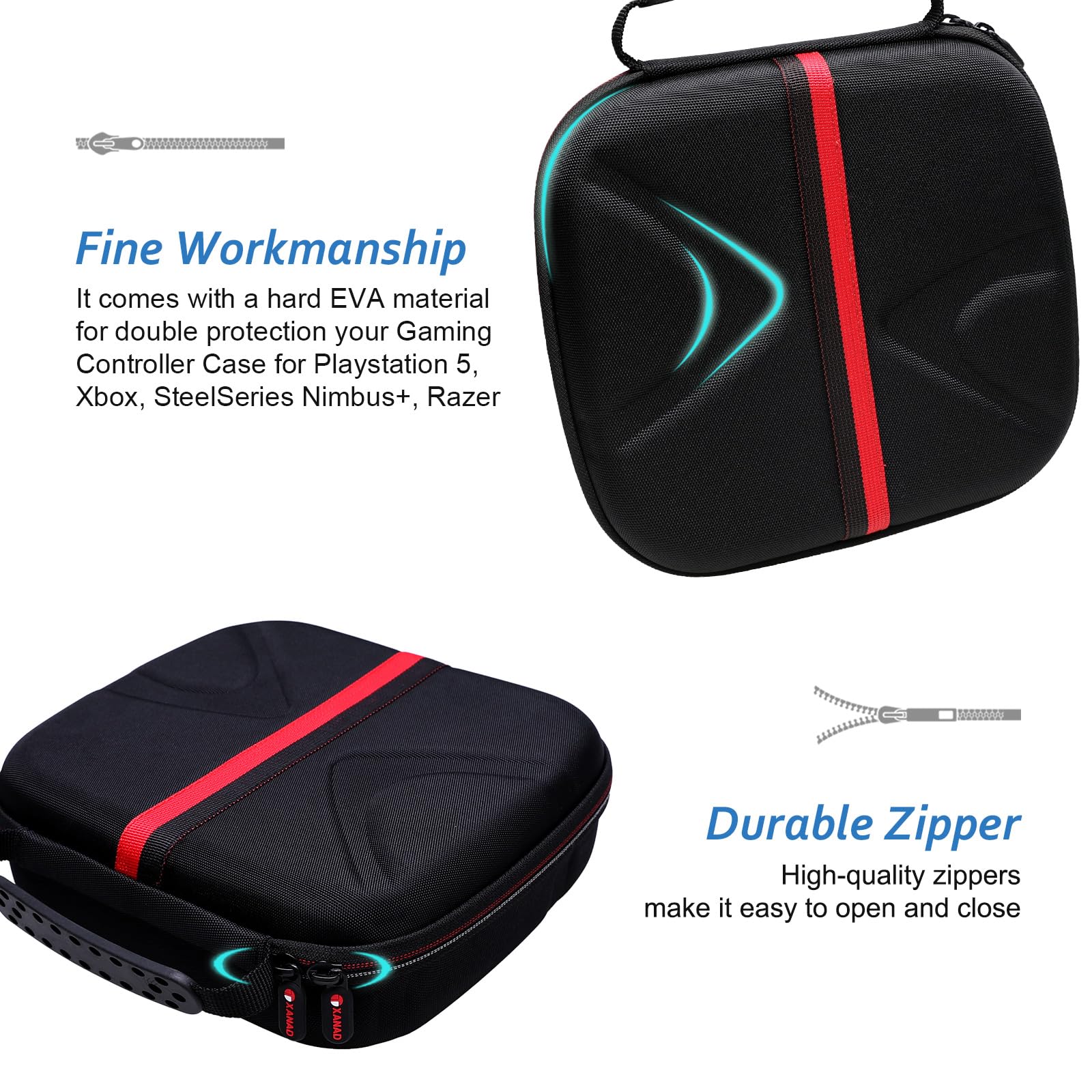 XANAD Protective Case for Playstation 5, Xbox, SteelSeries Nimbus+, Razer Gaming Controllers - Black | Durable Storage Cover for Travel & Home Organization