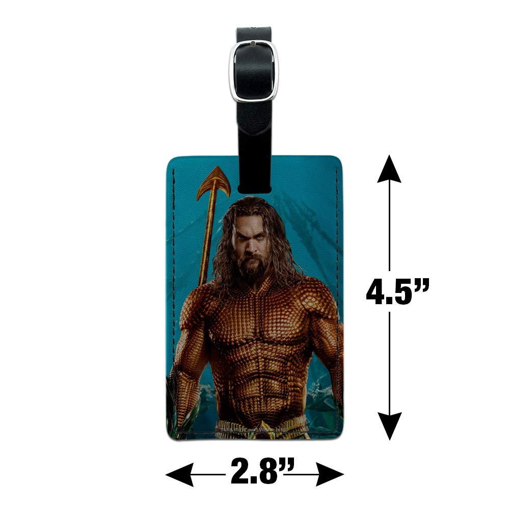 Aquaman Movie Jason Momoa Full Costume Leather Luggage Tag - Durable Rectangle ID Card Holder for Travel, Cosplay & Comic Con Accessories